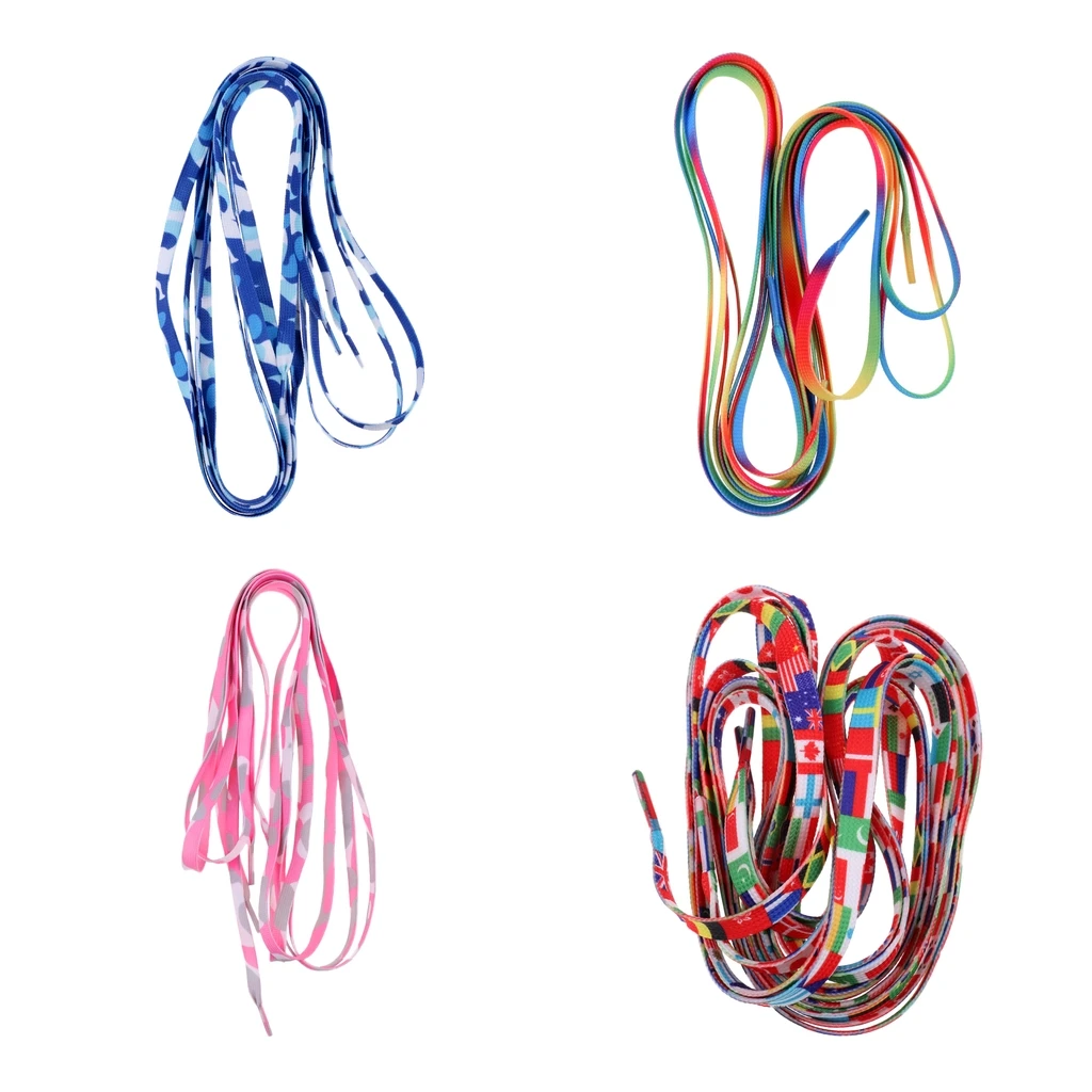 Perfeclan 1 Pair 180cm Knitted Shoelaces for Roller Skates Boots Hockey Skates Skating Rainbow Color Men & Women