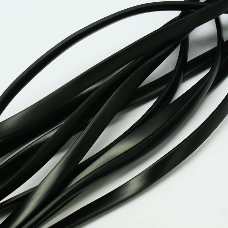 

10 Strands Synthetic Flat Solid Rubber Beading Black Cord 6/8/10mm wide Cords for jewelry making ,2mm thick; 1m/strand F60