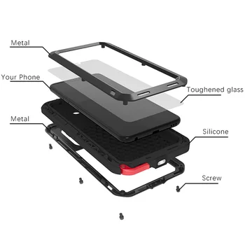 

Love Mei Aluminum Metal Case for LG V30 V40 Powerful Waterproof Shock Proof Armor Case Cover for LG V40 V30 Tempered Glass Case