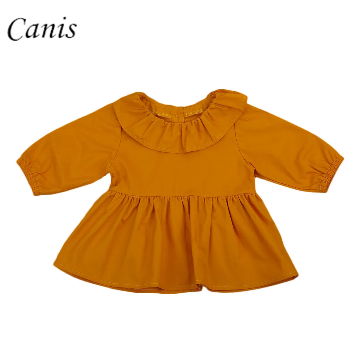 New Newborn Infant Baby Girls Dress Long Sleeve Yellow Tops Casual T
