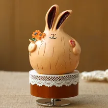 Pluck Flowers Fat Rabbit Music Box Rotating Spring The Music Box Heaven Of City Originality Gift Gift
