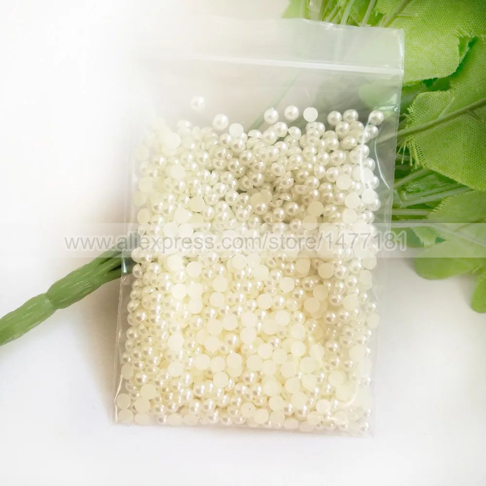 4mm Half Round Pearls ivory