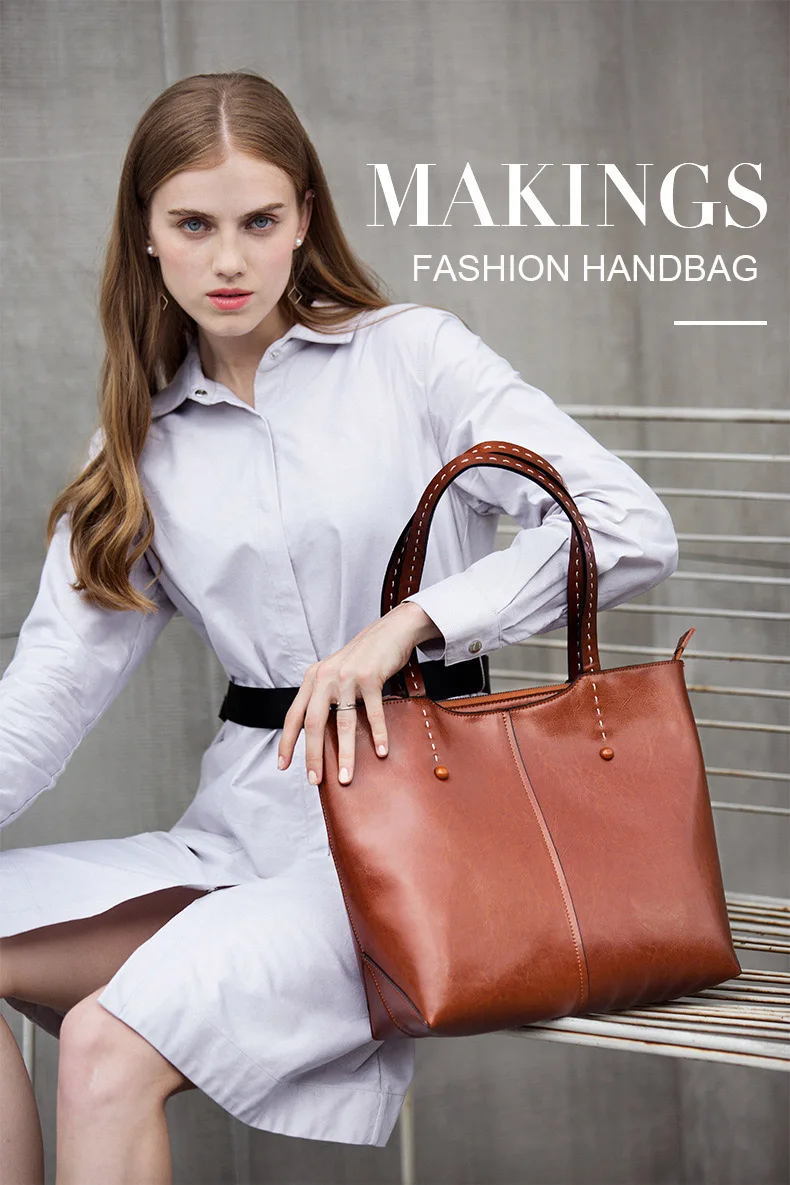 grandes bolsas de couro genuíno feminino totes