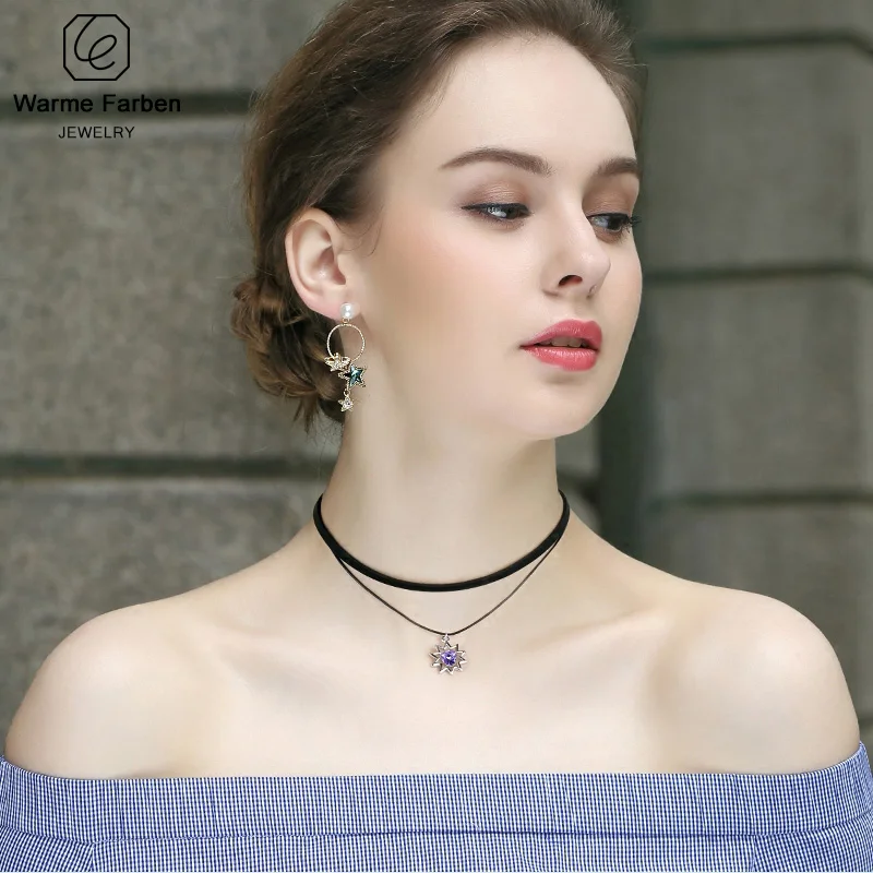 

Warme Farben Women Necklace Baroque Black Double Rope Chain Choker Necklace Crystal From Swarovski Clavicle Necklace Collares