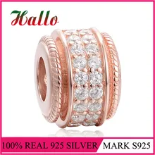 Розовое золото очарование хрустальные бусины, подходящие для подвесок-шармов Серебро 925 оригинальные браслеты pulseras Рождественские Подвески для изготовления ювелирных изделий