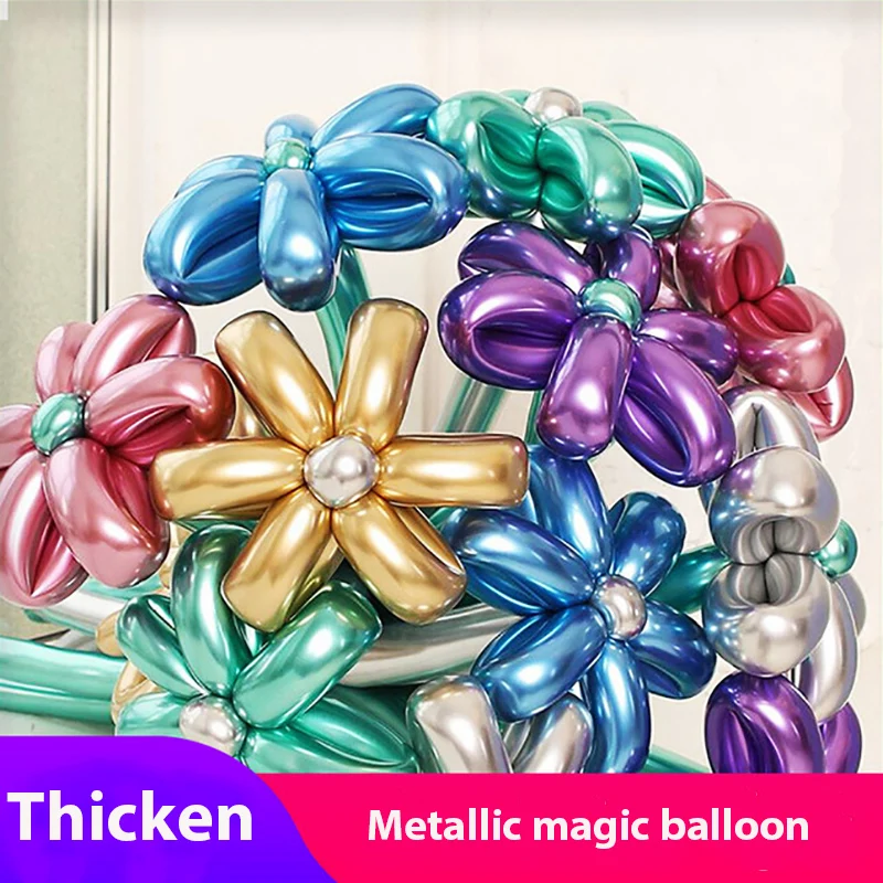 

50pcs Metallic Latex Balloons Long Shape Metal Chrome Magic Tying Twisting Balloon Baloon Wedding Birthday Decoration Supplies
