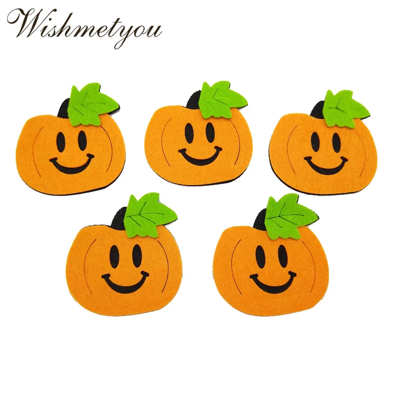 

WISHMETYOU 5pcs 8CM Funny Ghost Halloween Pumpkin Free Cutting Felt For Handmade Girls Hairpins Hat Diy Party Festival Crafts