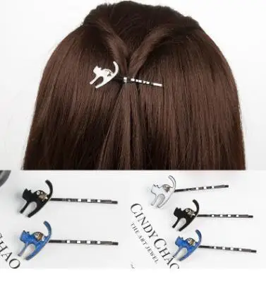 

10pcs/lot Creative hair accessories alloy cartoon cat variety of word clip