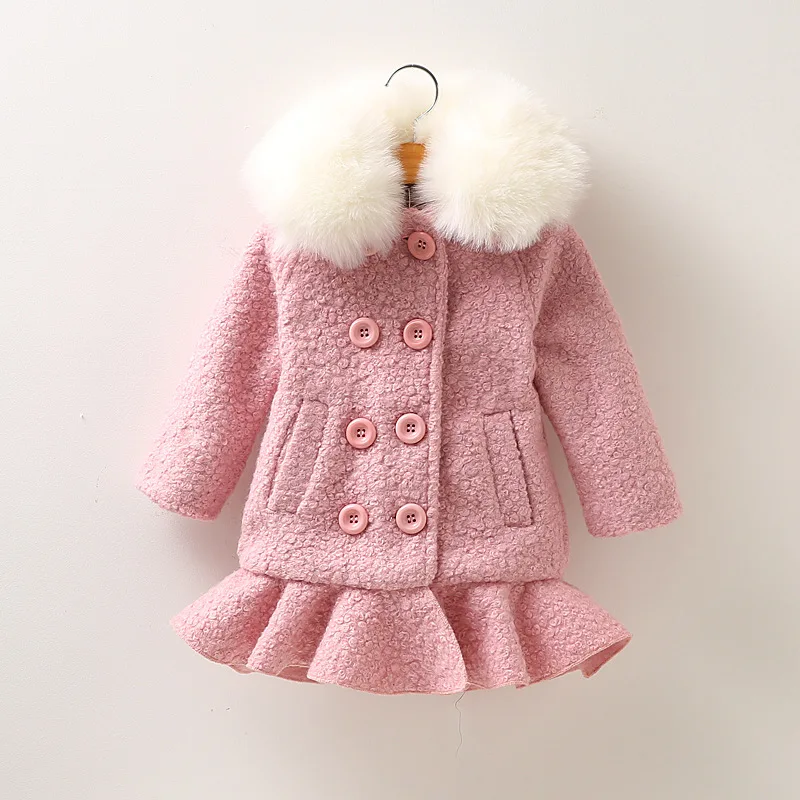 

Kids Girls Winter Coat with Fur Collar 2018 Children Girls Winter Jackets Outwear Girls Clothes Spring New Pink Red Purple
