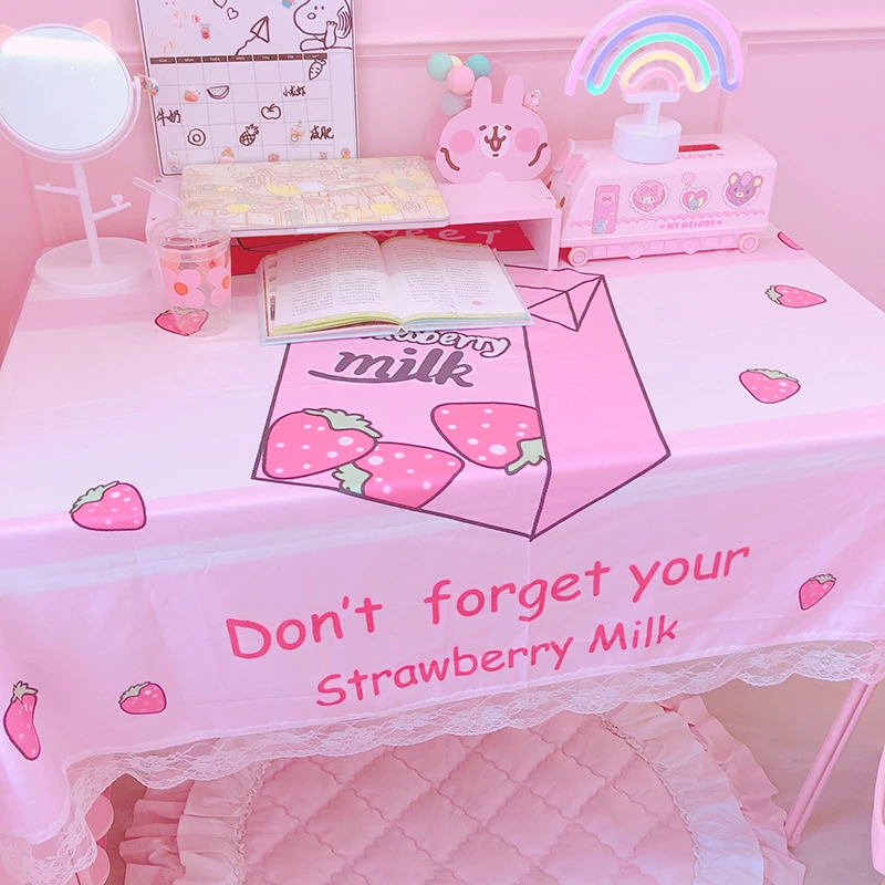 

1PC Cartoon Milk Computer Table Cloth With Lace Modern Home Party Decorative Tablecloth Cover