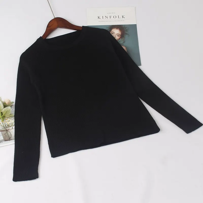 GIGOGOU базовый высококачественный толстый вязаный свитер, осенний зимний теплый женский пуловер, свитер, мягкий женский джемпер с длинными рукавами - Цвет: black Y123