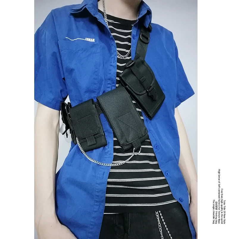 

Men Women Chest Bag Tactical Waist Bag Multi-pocket Shoulder Bags Hip Hop Small Phone Pouch Streetwear Functional Fanny Pack Men