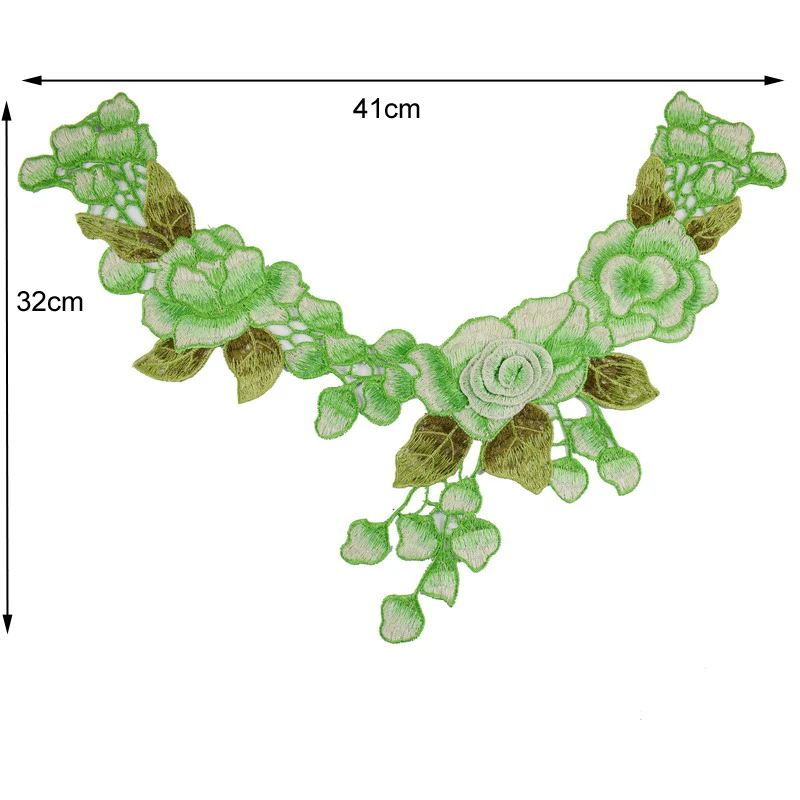 1 шт. ткань зеленый цветок кружево швейная аппликация кружево вырез Воротник Аппликация DIY аксессуары для одежды Скрапбукинг