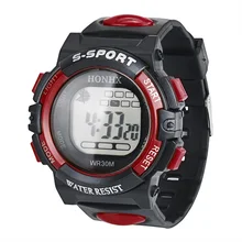 Модные детские часы с ЖК-дисплеем, водонепроницаемые спортивные цифровые часы для мальчиков, цифровые часы с датой, Резиновые наручные часы