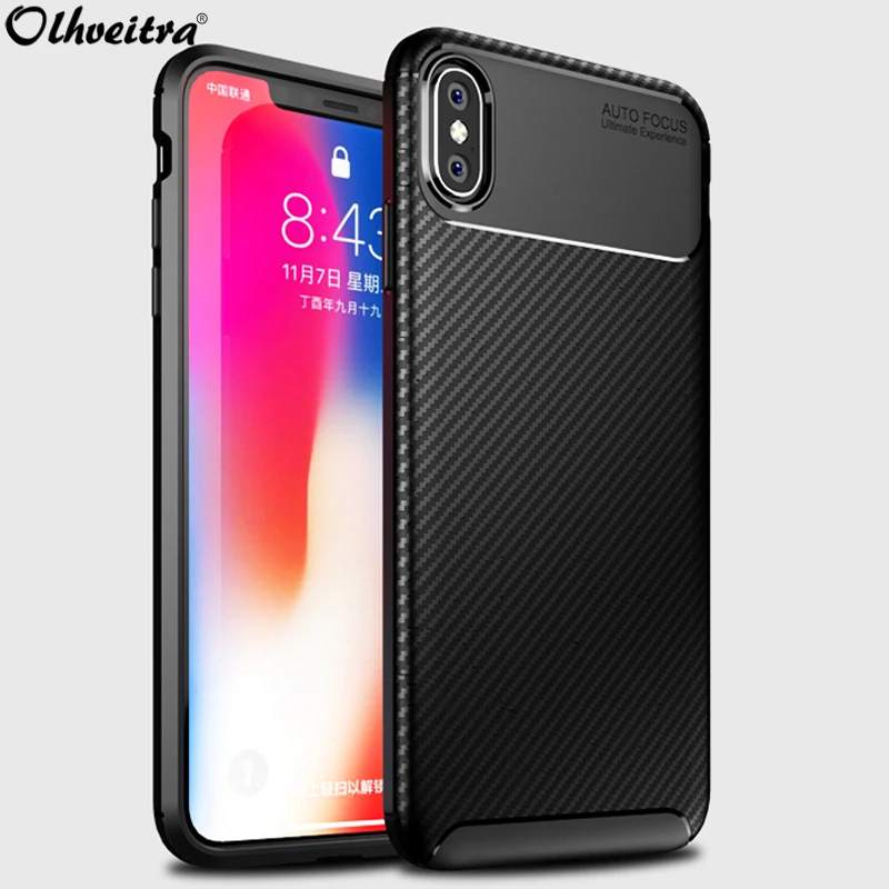 For iPhone XS MAX XR X TPU Protective Cover 7 8 Plus Case Brushed Soft Silicone Carbon Fiber CaseFor |