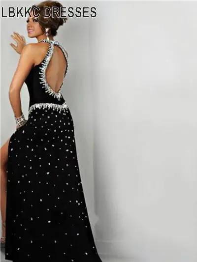 Sexy Luxury Rhinestone Black Evening Dress Long Crystal 2019 Women Formal Dresses Mermaid Prom Dress Mother Of The Bride Dresses