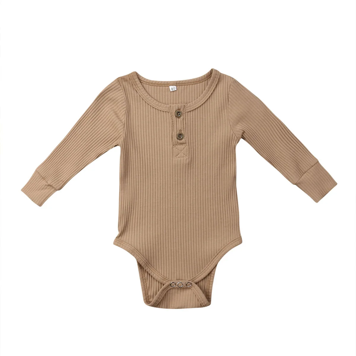Одежда для новорожденных девочек и мальчиков, одежда для новорожденных боди, хлопковый комбинезон унисекс с длинными рукавами, цельнокроеный костюм в рубчик для альпинизма на возраст от 0 до 24 месяцев
