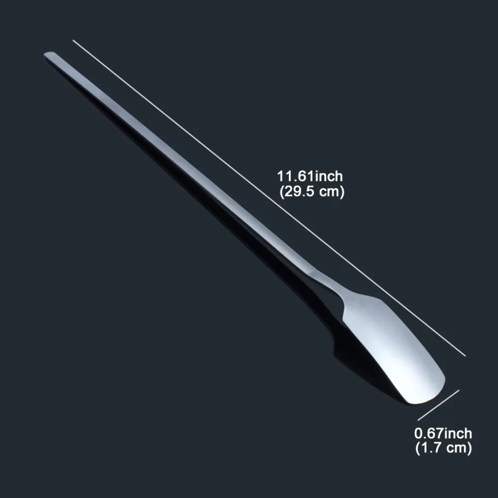 Stainless Steel Mixing Spoons Long Ice Scoops Polishing Dessert Coffee Tea Spoons (6)