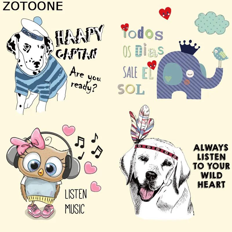 

ZOTOONE Letter Animal Iron on Transfer Patches A-level Washable Ironing Stickers for Clothes DIY Accessory Christmas Decoration