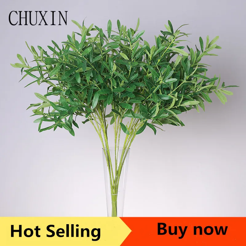 

Simulation olive branch wedding decoration fake flower green plant living room table vase flower arrangement olive leaf 1pc