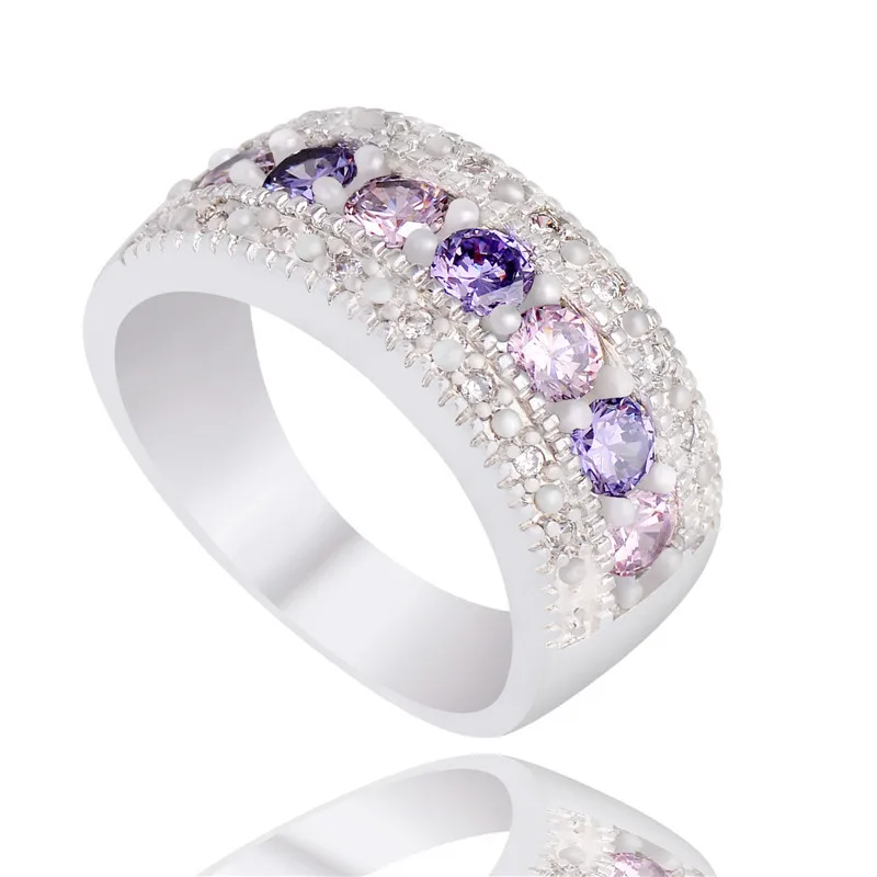 

H:HYDE Fashion Zirconia Silver Color Rings for Women Engagement Girls Valentine's Gift,Fine Charm Jewelry Size 6/7/8/9