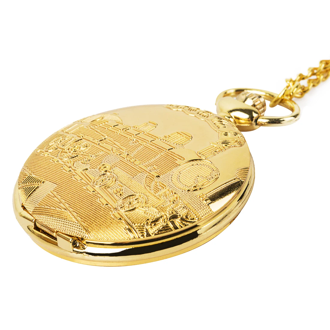 Высокое качество Ретро Бронзовый Золотой локомотив тема Римский номер Механические карманные часы