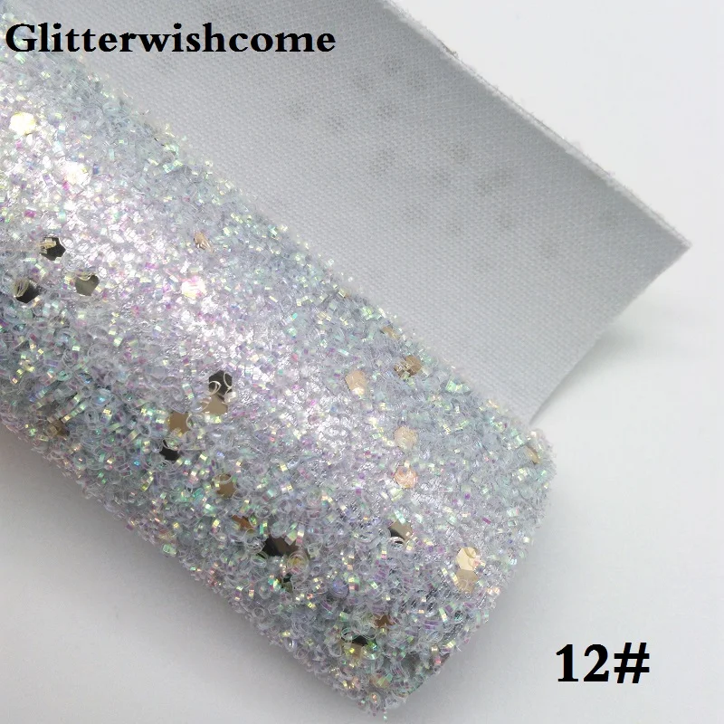 Glitterwishcome 21X29 см A4 размер сердца напечатаны массивные блестки кожа, искусственная кожа ткань винил для бантов, GM599B