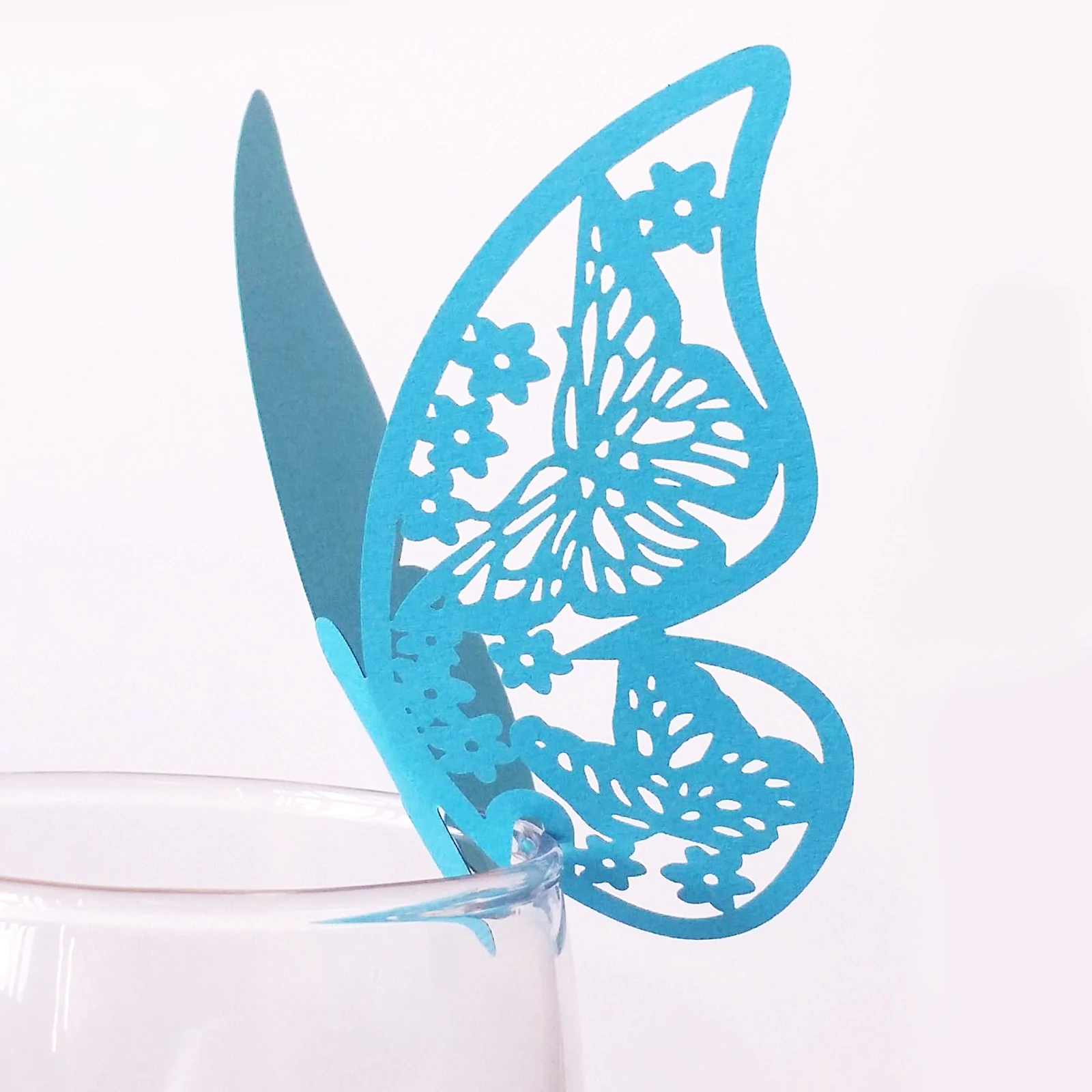 20 pieces/lot Butterfly Laser Cut Paper Place Card / Escort Card / Cup Card/ Wine Glass Card For Wedding Party Decoration