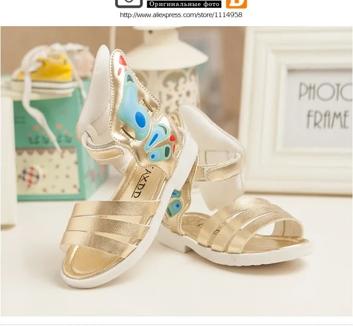 New 2015 Fashion Girls Sandals Summer Style Children's Shoes Girls Shoes Butterfly's Wing Patent Leather Kids Shoes Baby Sandals (5)
