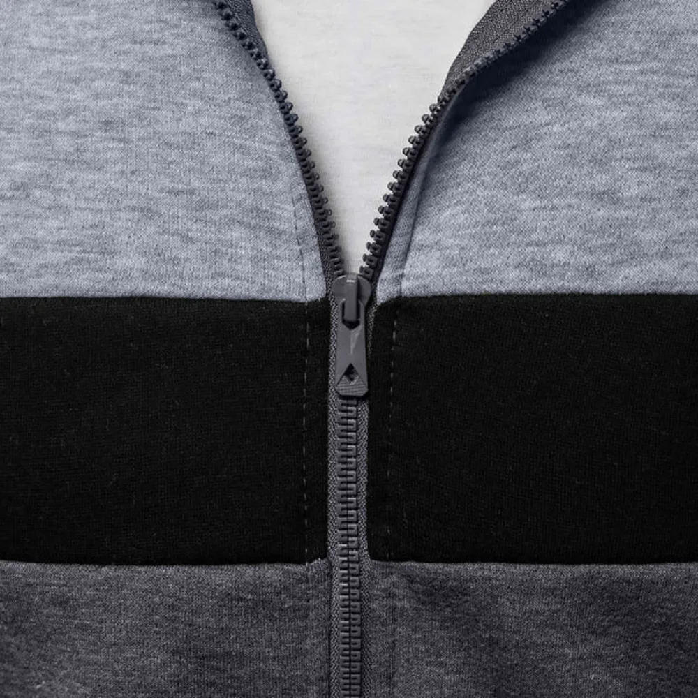 Men‘s Long Sleeve Hoodies Sweatshirt Autumn Winter Patchwork Zipper Tracksuits Streetwear Sweatshirt Hoodies Poleron Hombre