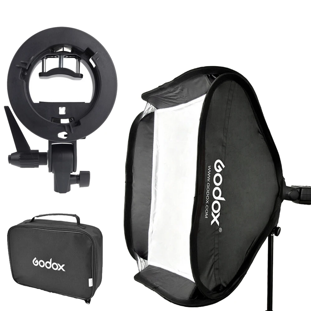 Софтбокс GODOX Flod 40x40 см 16 дюймов для фотостудии диффузор + кронштейн S типа Bowens