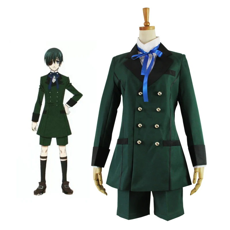 

Anime Black Butler Kuroshitsuji Cosplay Ciel Phantomhive Green Lolita Suit Unisex Uniforms Costume Halloween Party Sets