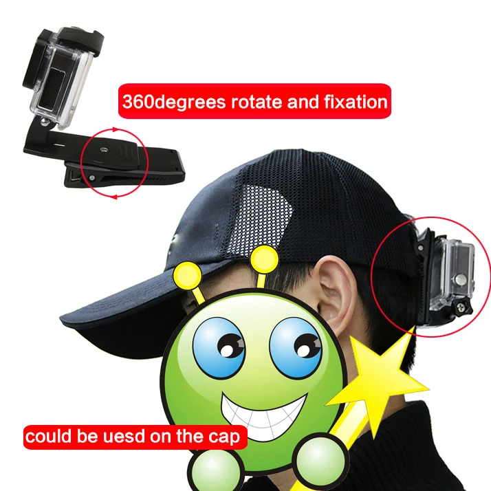 Быстросъемный вращающийся рюкзак на 360 градусов с зажимом для крепления на шляпу для GoPro Hero 8 7 6 5 4 3 для спортивных экшн-камер Go pro
