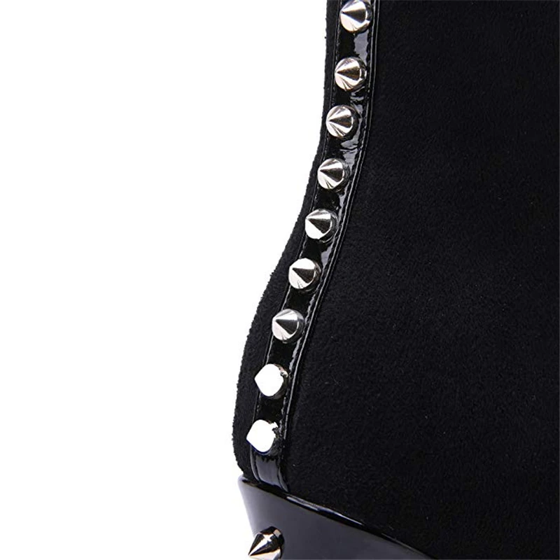 Delle Del 43 Donne Grande Flock Caviglia Nero Alla Il Donna Alto Dropship Elegante Lapolaka Nuovo Partito Stivali Formato Rivetti Tacco Scarpe q085Fz