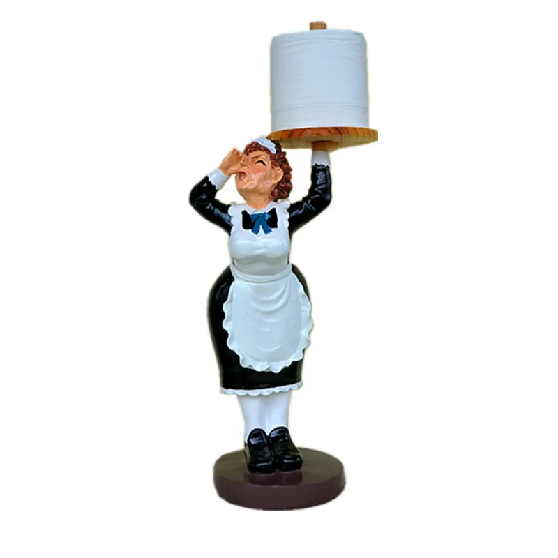 

Servant Figure Statue Toilets Paper Dispenser Figurine Resin Art&Craft Furnishing Supplies for Wash Room Decor L3202