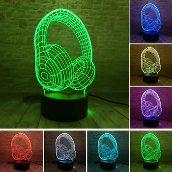 

Novelty 3D Cool 7 Color Changing Headset LED Night Light Child Colorful Gradient Baby Child Kid Sleeoing Birthday Toy Gift Decor