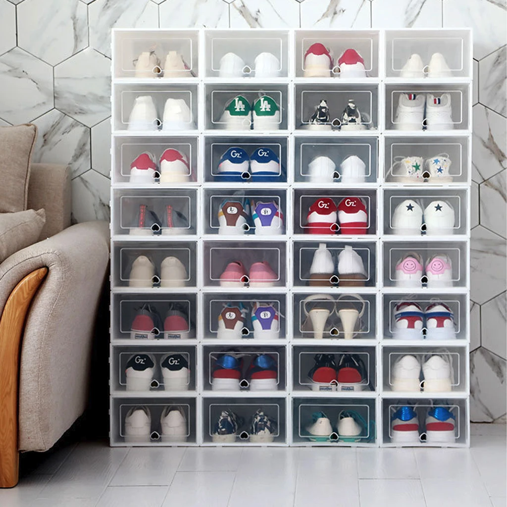 

6PCS/Set Thickened flip shoes transparent Drawer Case Plastic Shoe Boxes Stackable Box storage shoe Box storage organizer