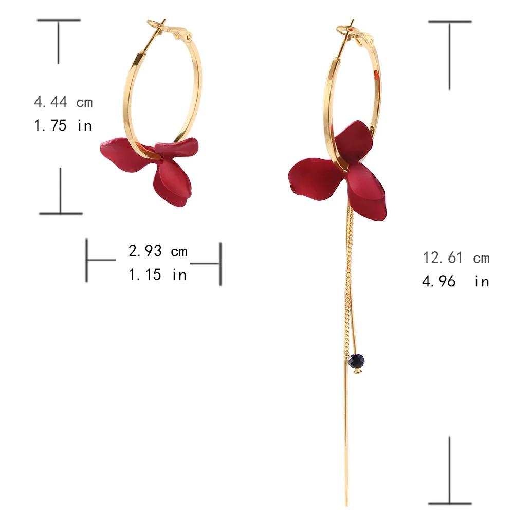 03 2018 Fashion Hoop Earrings For Women Bijoux Elegant Asymmetry Pendientes Big White Flower Petal Alloy Circle Round Earrings CS18