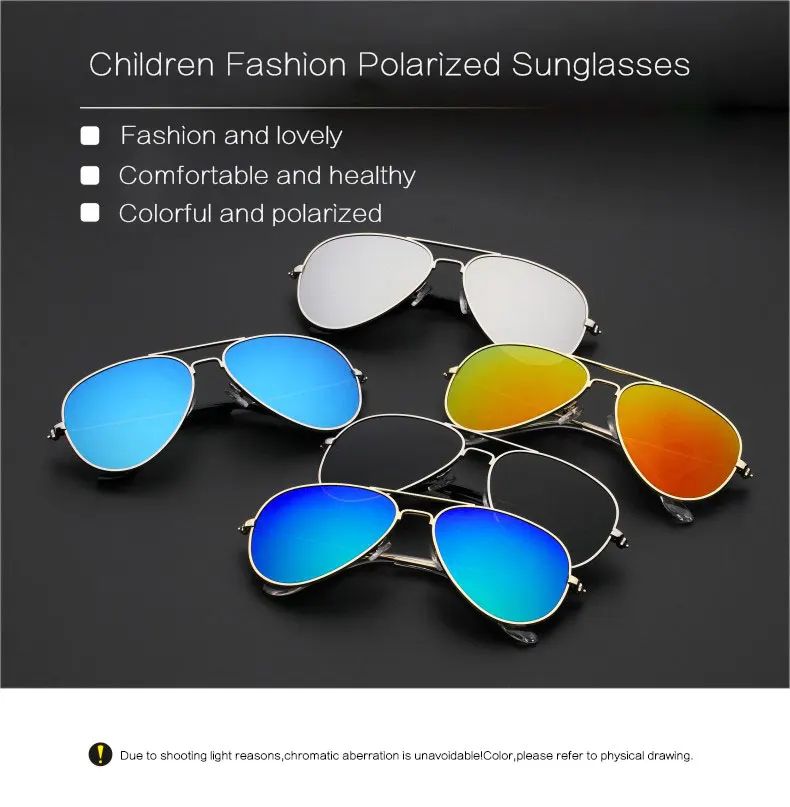 Модные поляризованные зеркальные солнцезащитные очки из сплава для мальчиков и девочек