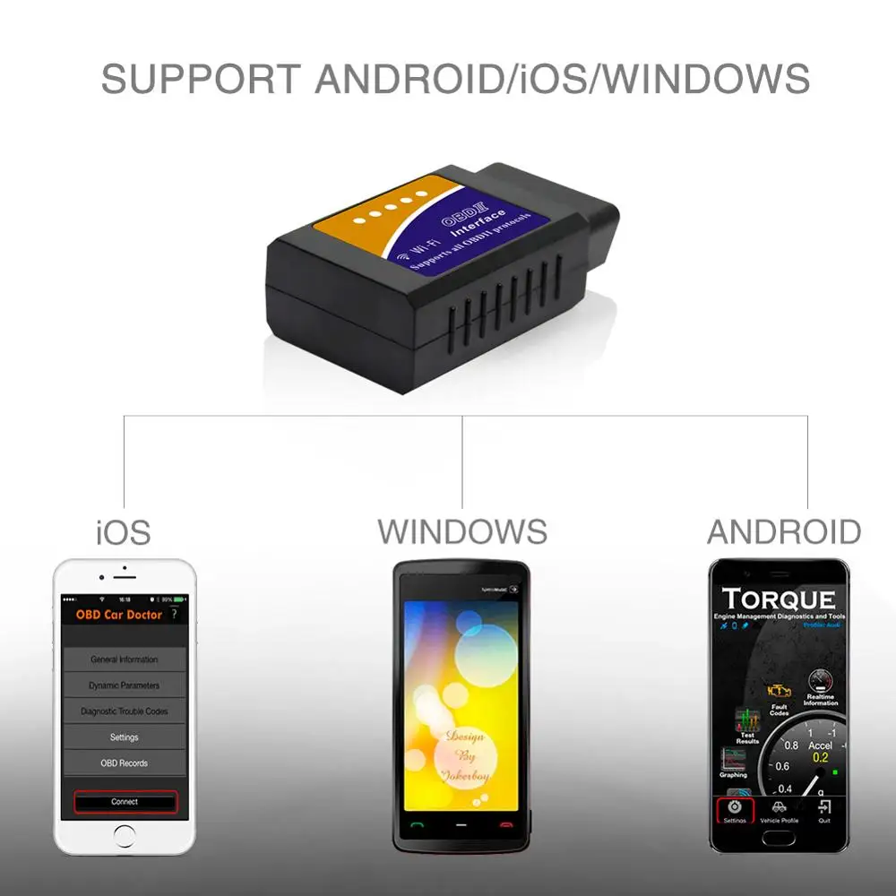 SMARTECH ELM327 OBD II wifi OBD2 V1.5 с чипом PIC18F25K80 автомобильный диагностический OBD 2 ELM 327 сканер Wi-Fi для Android/IOS/Windows