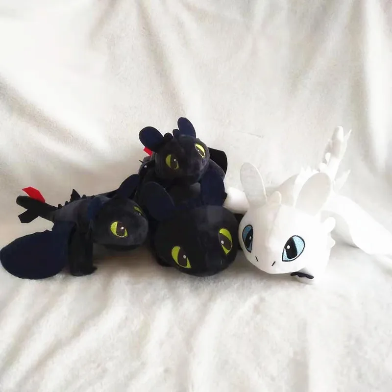 

Anime How To Train Your Dragon Toothless Light Fury Dragon Plush Doll Night Fury Children Kids 25cm Toys Decoration New