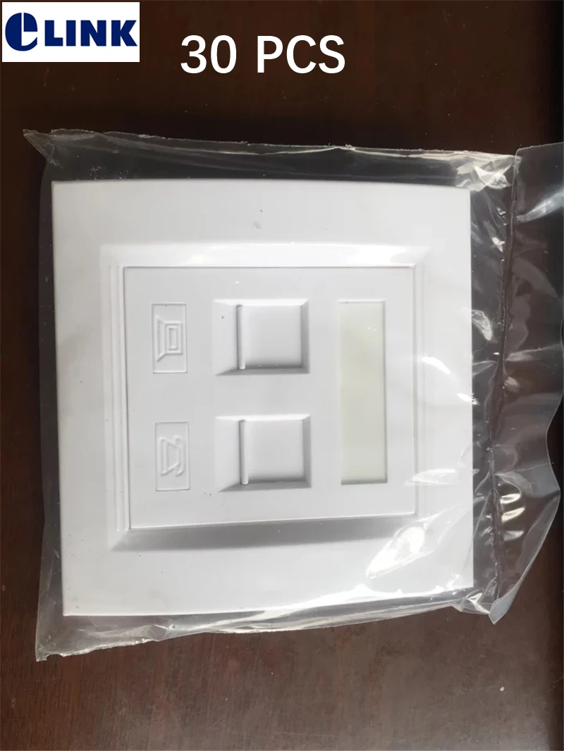 Face plate 86 type dual port ABS white color fiber optic front panel ftth faceplate 2 port network wall mount tel plate 30pcs