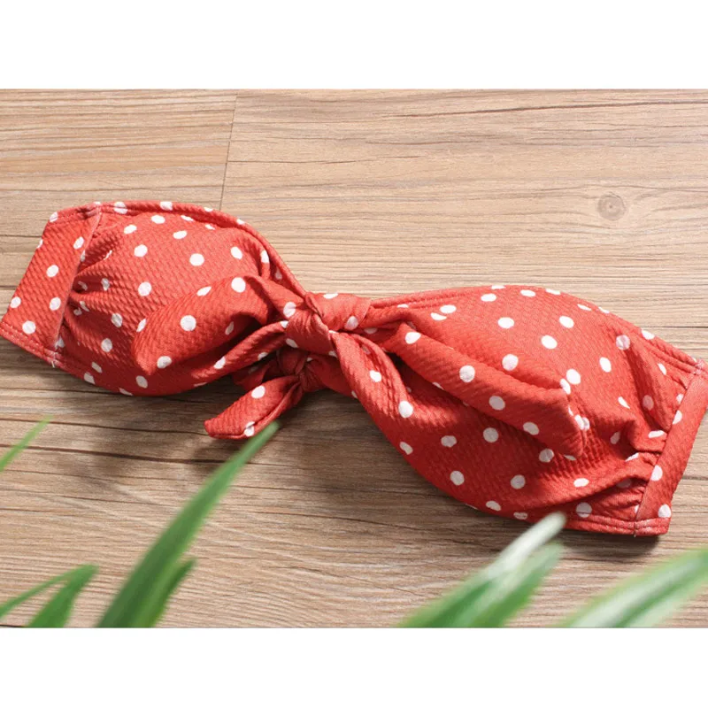 

Sexy Women Polka Dot Bikini Set Bandeau Bow Swimwear Push Up Swimsuit Beach Bathing Suit YS-BUY
