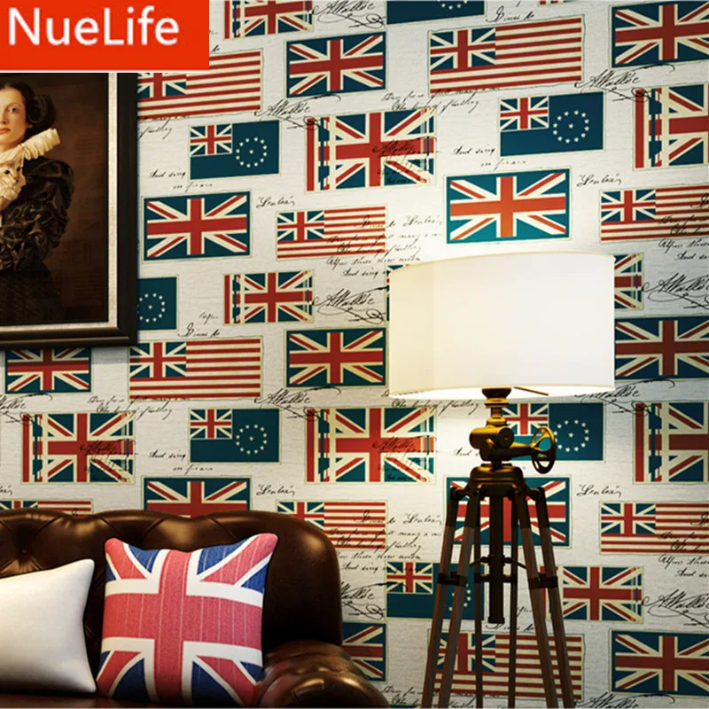 

0.53x10m England style retro flag pattern wallpaper room bedroom living room tv sofa background study room wallpaper