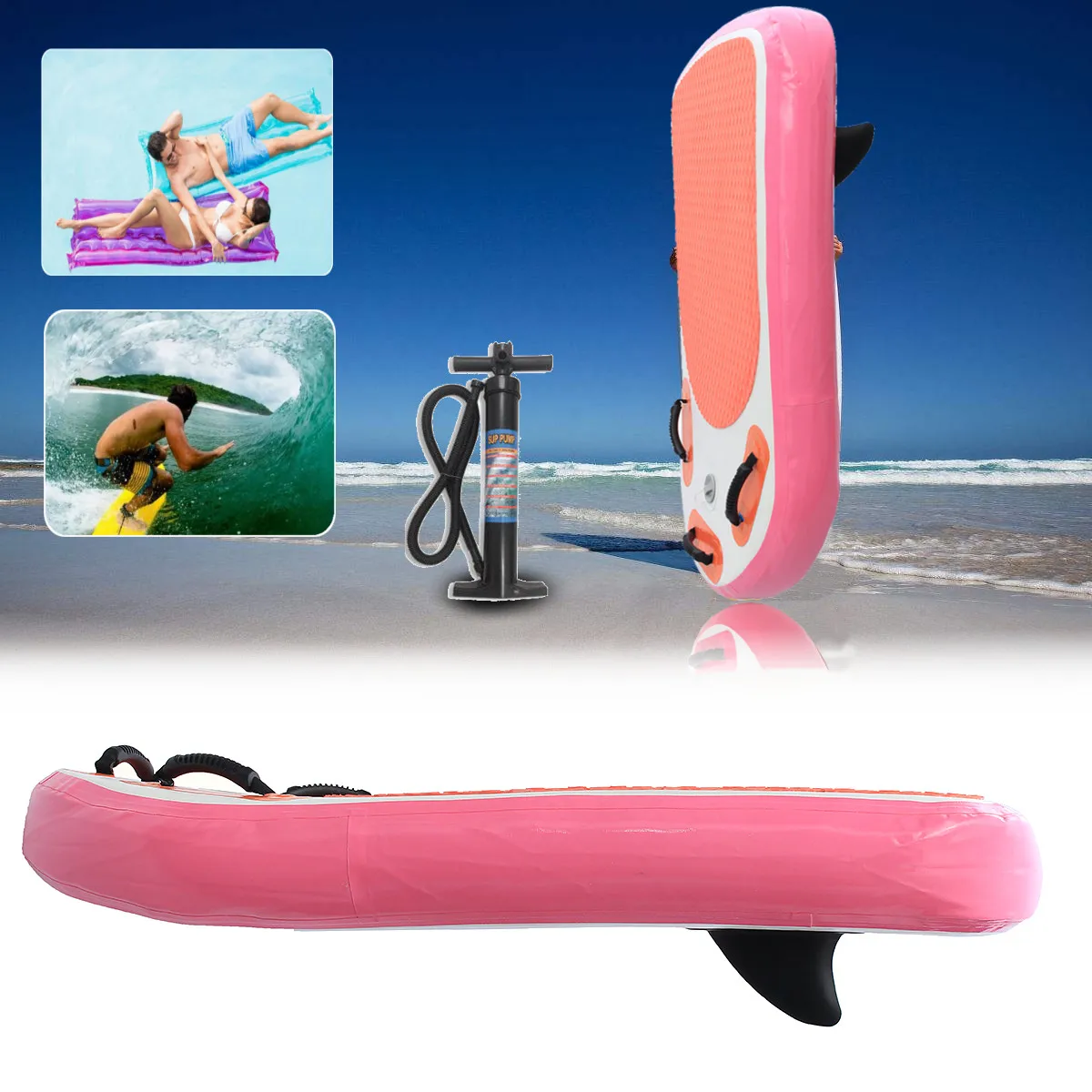 

New 122 cmx71cmx8cm blue/pink inflatable beach summer surfing outdoor sports beach play supplies