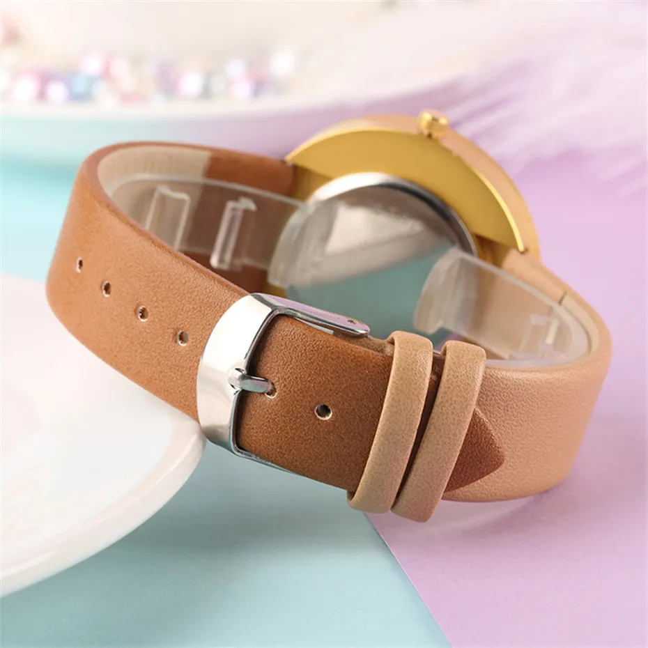 Fashion Genuine Leather Women Quartz Watch Simple Ladies Dress Watches Girls Wristwatches Creative Clock Gift Relojes Mujer      (23)