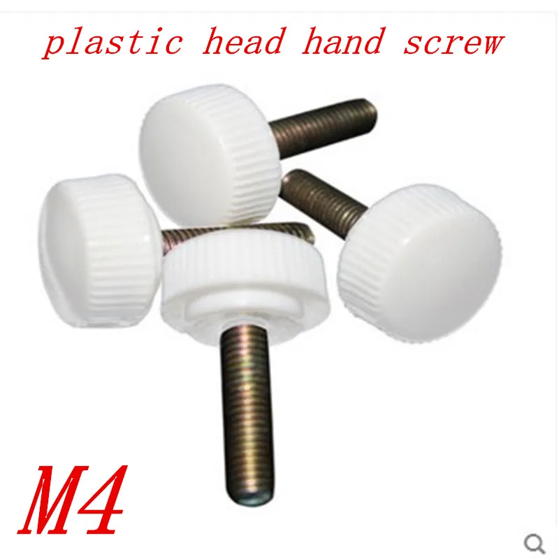 50pcs/lot M4*6/8/10/12/16/18 white plastic head hand tighten thumb