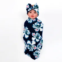 Милое Хлопковое одеяло с цветами для новорожденных от 0 до 12 месяцев, мягкое детское одеяльце для новорожденных, спальный комплект для младенца+ повязка на голову