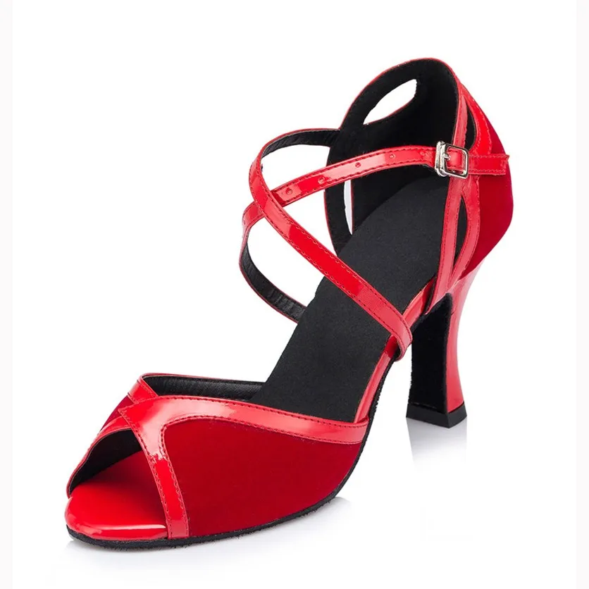 Для женщин латинских танцев Обувь для танцев черный, красный Salsa социальных вечерние Обувь для танцев женские Самба Танго обувь высокий