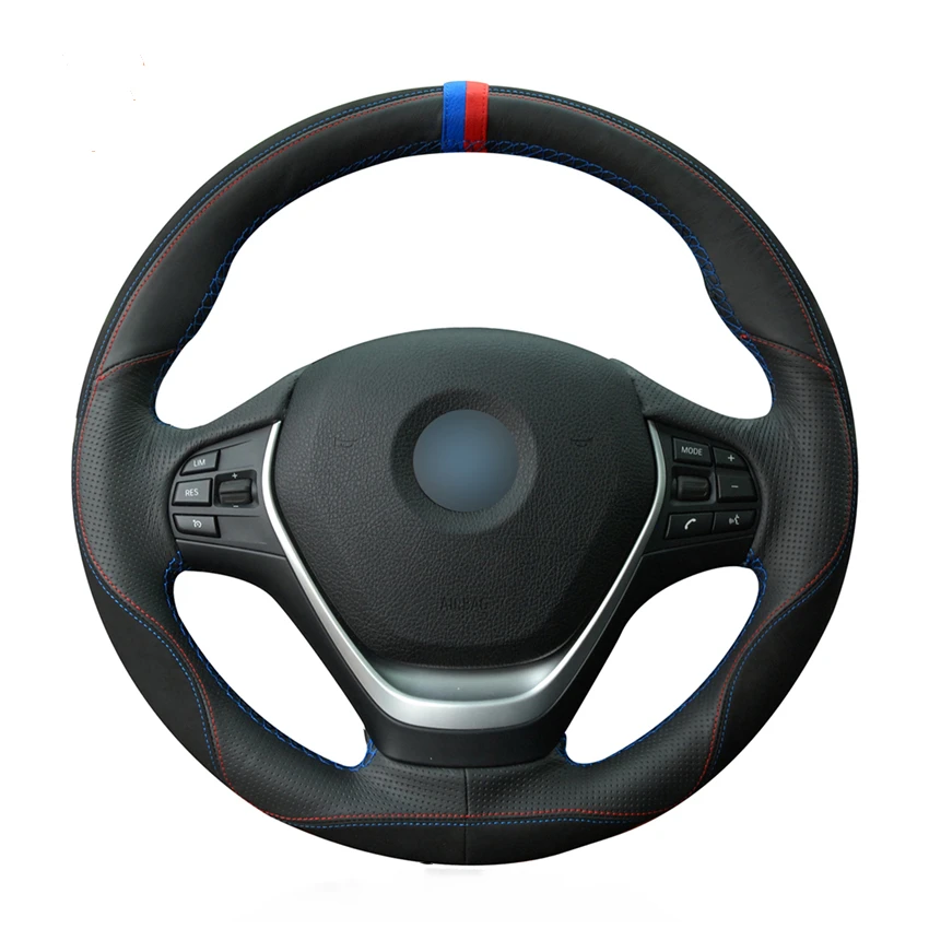 

OLPAY DIY Black Suede Leather Car Steering Wheel Cover for BMW F20 2012-2018 F45 2014-2018 F30 F31 F34 Soft Comfortable Durable